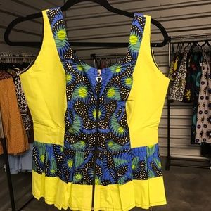 Sleeveless peplum African print